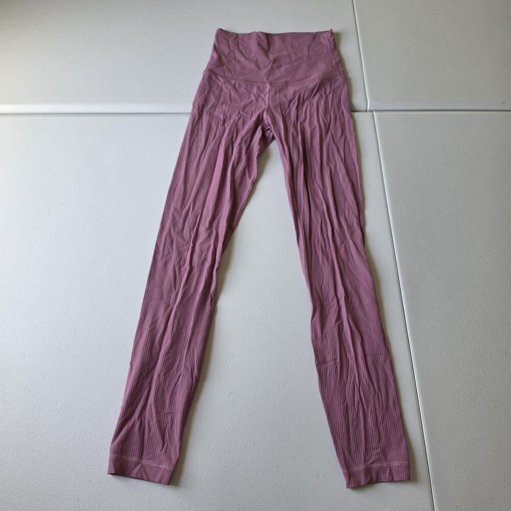 Lululemon Align Pant Leggings Womens 2 Pink Ribbed High Rise 25" Ankle
